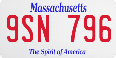 MA license plate 9SN796