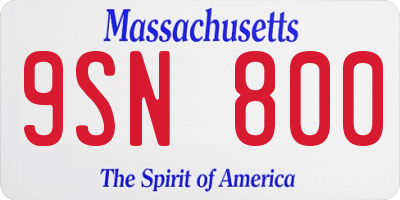 MA license plate 9SN800