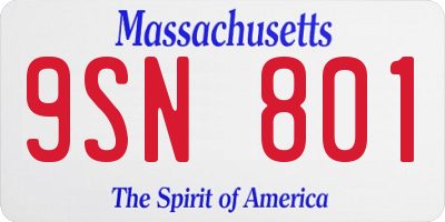 MA license plate 9SN801