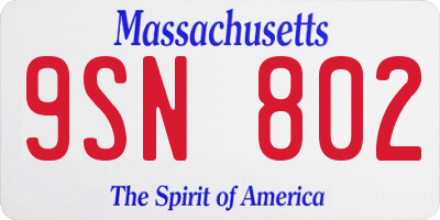 MA license plate 9SN802