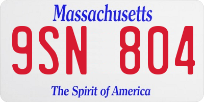 MA license plate 9SN804
