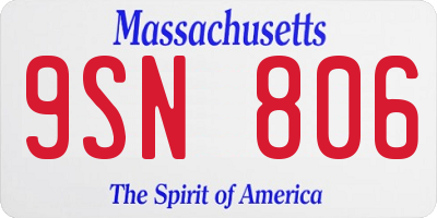MA license plate 9SN806