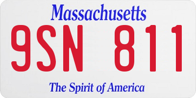MA license plate 9SN811