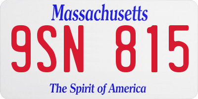 MA license plate 9SN815