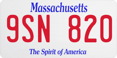 MA license plate 9SN820