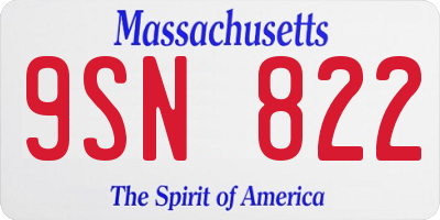 MA license plate 9SN822
