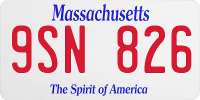 MA license plate 9SN826