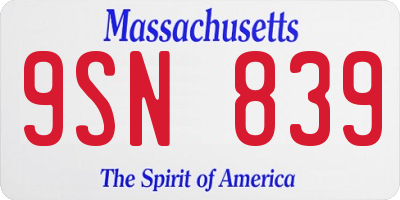 MA license plate 9SN839