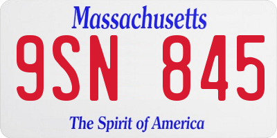 MA license plate 9SN845