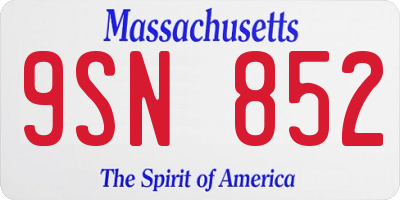 MA license plate 9SN852