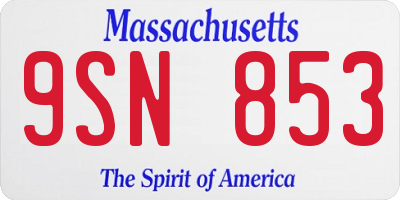MA license plate 9SN853