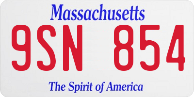 MA license plate 9SN854
