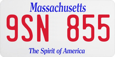 MA license plate 9SN855