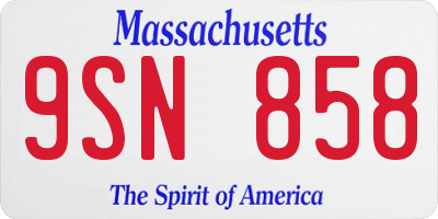 MA license plate 9SN858