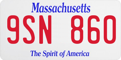 MA license plate 9SN860