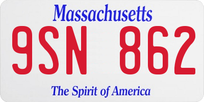 MA license plate 9SN862