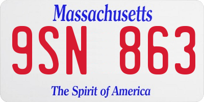 MA license plate 9SN863