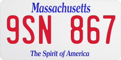 MA license plate 9SN867