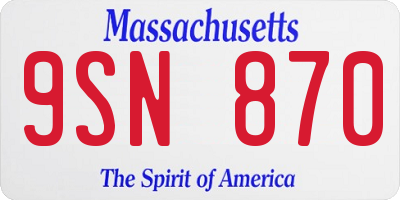 MA license plate 9SN870