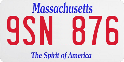 MA license plate 9SN876