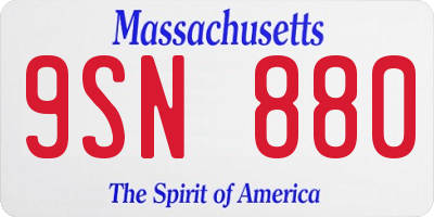 MA license plate 9SN880