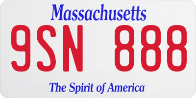 MA license plate 9SN888