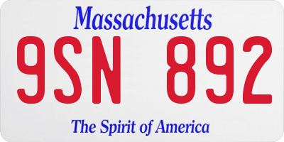 MA license plate 9SN892