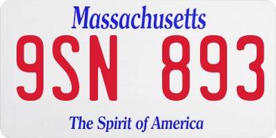 MA license plate 9SN893