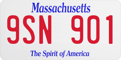 MA license plate 9SN901