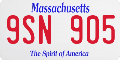 MA license plate 9SN905