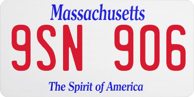 MA license plate 9SN906