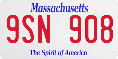 MA license plate 9SN908