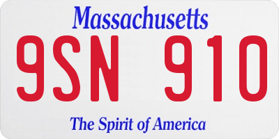MA license plate 9SN910