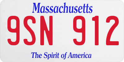 MA license plate 9SN912