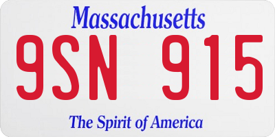 MA license plate 9SN915