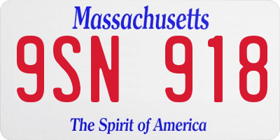 MA license plate 9SN918