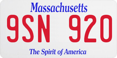 MA license plate 9SN920