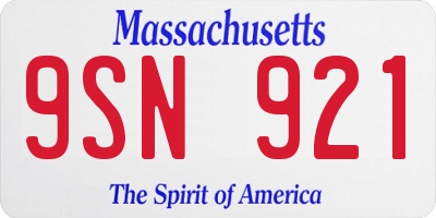 MA license plate 9SN921