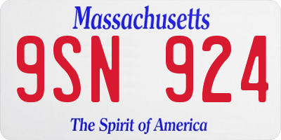 MA license plate 9SN924
