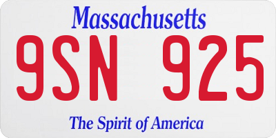 MA license plate 9SN925