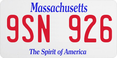 MA license plate 9SN926