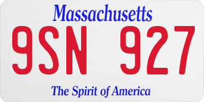 MA license plate 9SN927