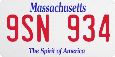 MA license plate 9SN934