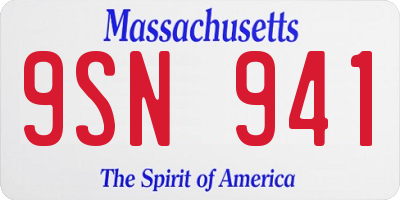 MA license plate 9SN941