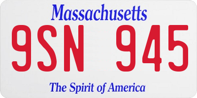 MA license plate 9SN945