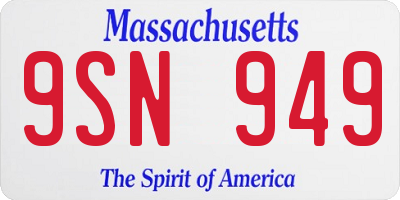 MA license plate 9SN949