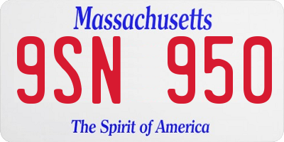 MA license plate 9SN950