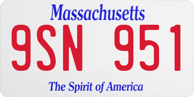 MA license plate 9SN951