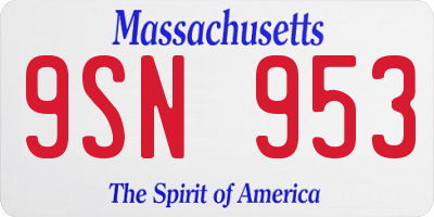 MA license plate 9SN953
