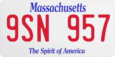 MA license plate 9SN957